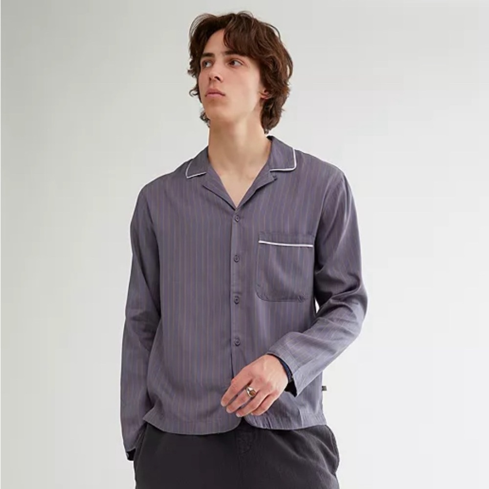 NWT Standard Cloth Blue Pinstripe Pajama Shirt - Size Large